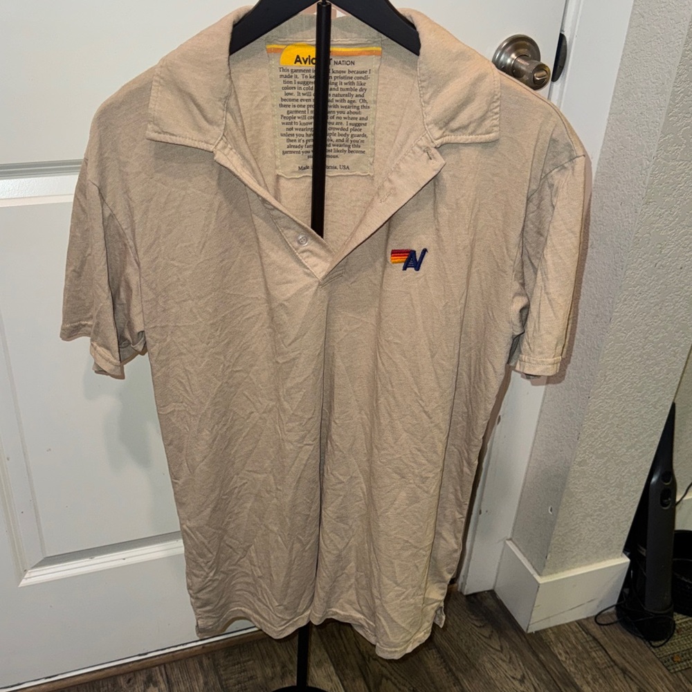 Aviator Nation Men's Light Tan Polo Shirt